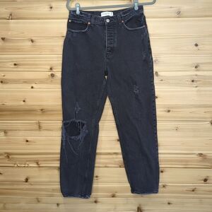 Abercrombie & Fitch Jeans Womens 6 Black High‎ Rise Straight Leg Distressed
